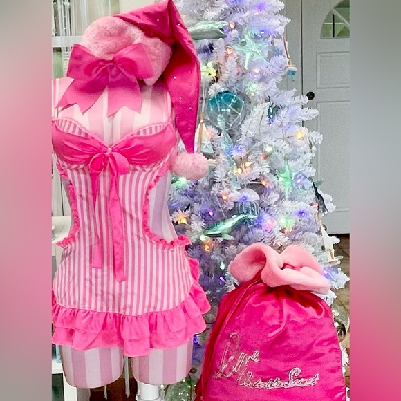 Victoria’s Secret Classic Candy Stripe 2 Pc Apron French Maid Boudoir Set - Picture 2 of 15